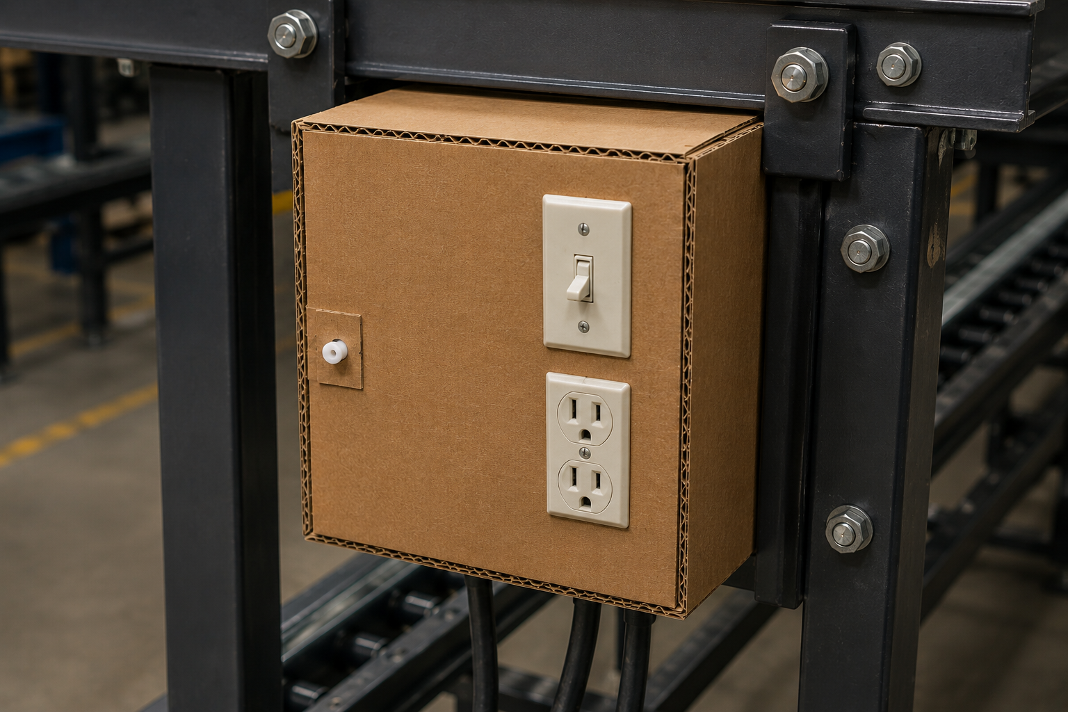 CBJB-05 closed cardboard junction box with light switch and outlet